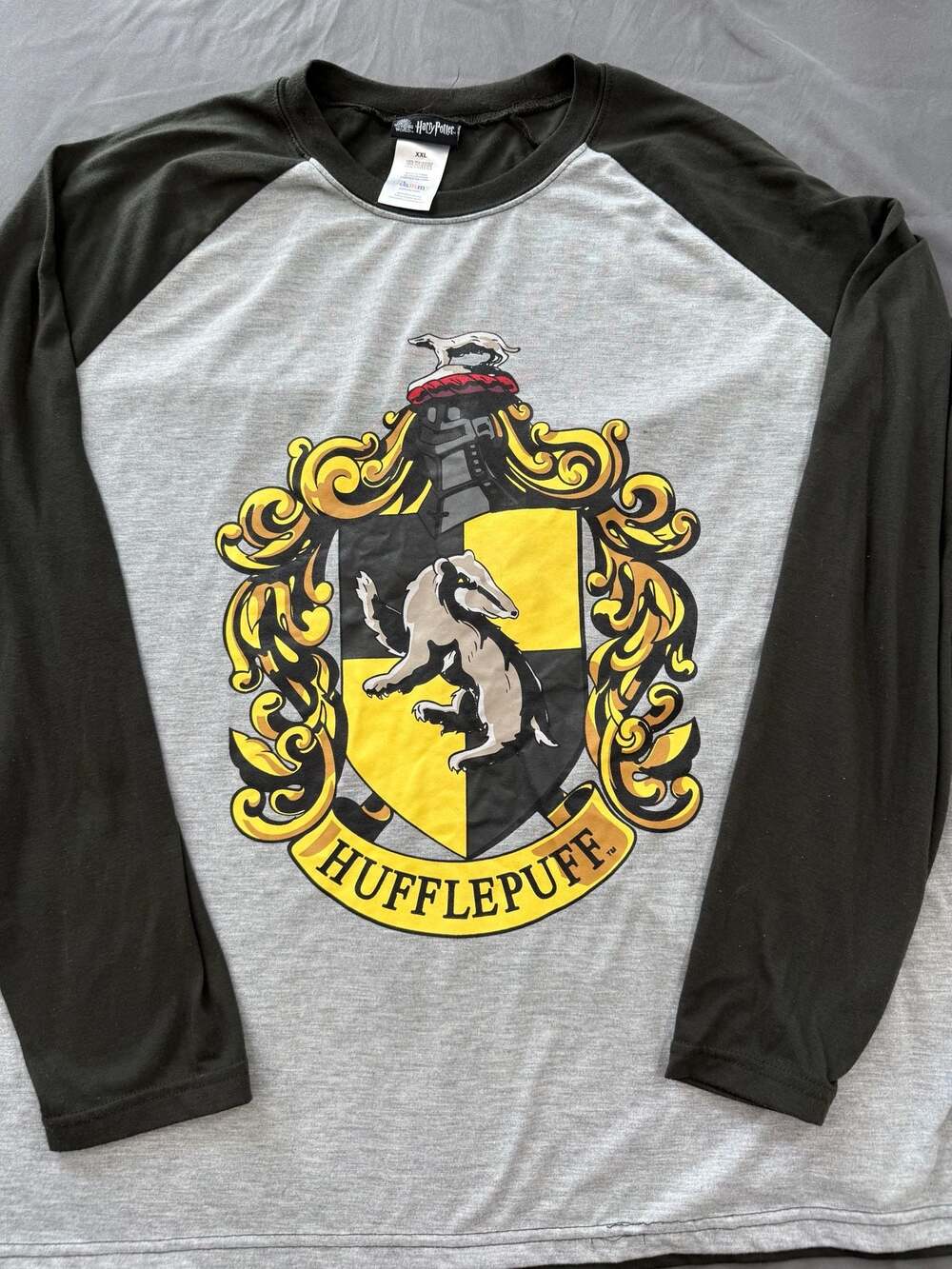 Harry Potter Hufflepuff House Crest Raglan Long Sleeve Shirt by Intimo